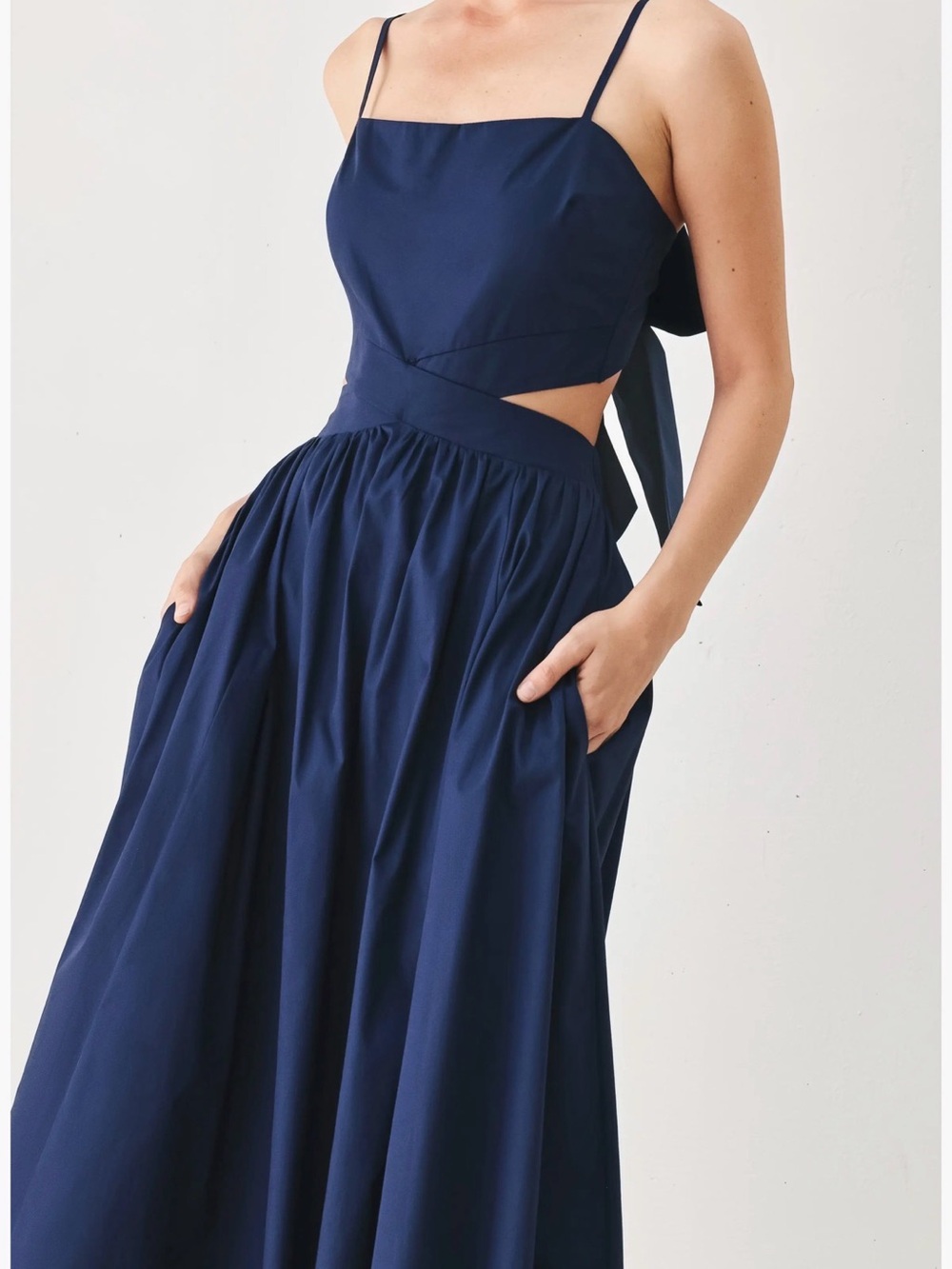 Bow Back Cotton Midi Dress